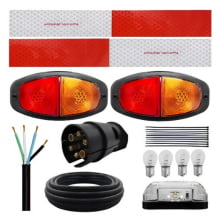 KIT REBOQUE COM LANTERNA TRASEIRA CANOINHA TOMADA FAIXA REFLECTIVA E LANTERNA DE PLACA C/ LÂMPADA